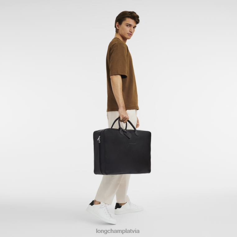 sievietes melns Longchamp le foulonne čemodāns somas 64NVH826