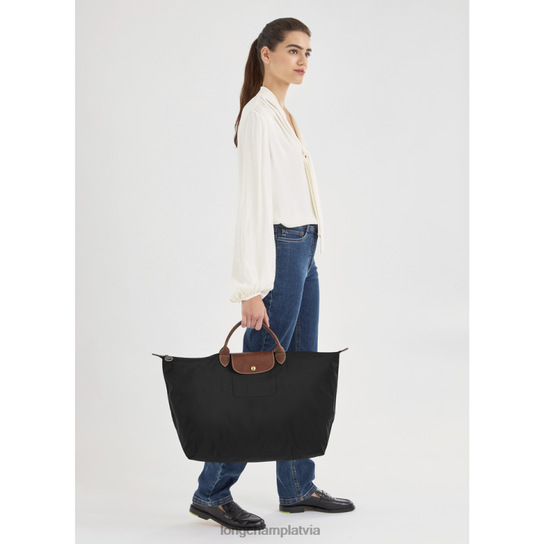 sievietes melns Longchamp le pliage oriģinālā ceļojumu soma somas 64NVH805