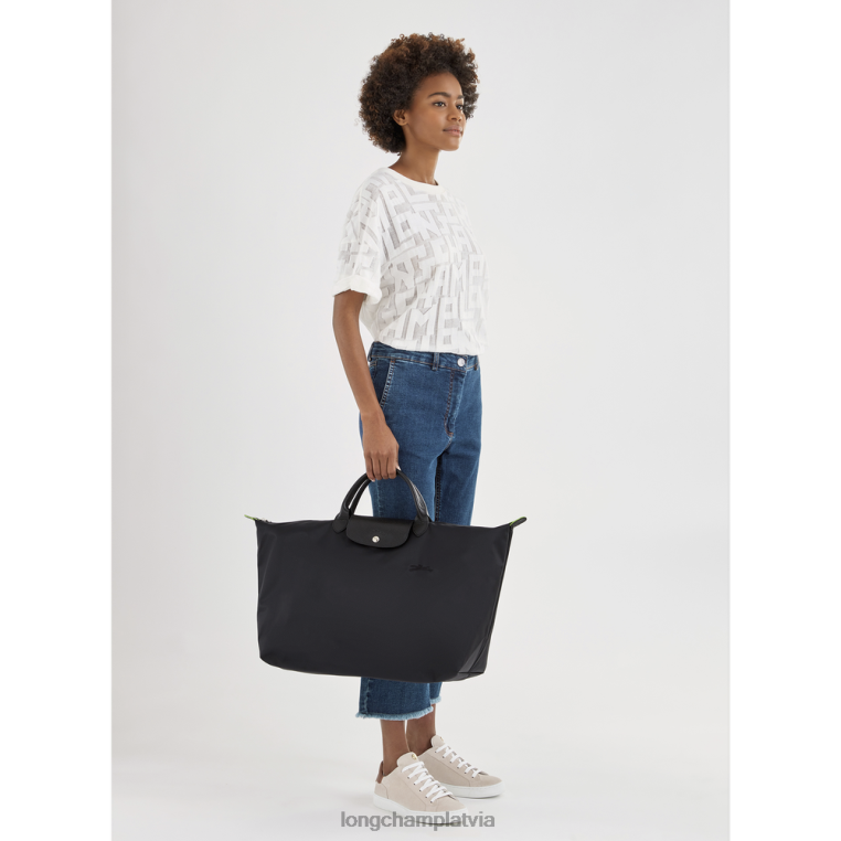sievietes melns Longchamp le pliage zaļa ceļojumu soma somas 64NVH786