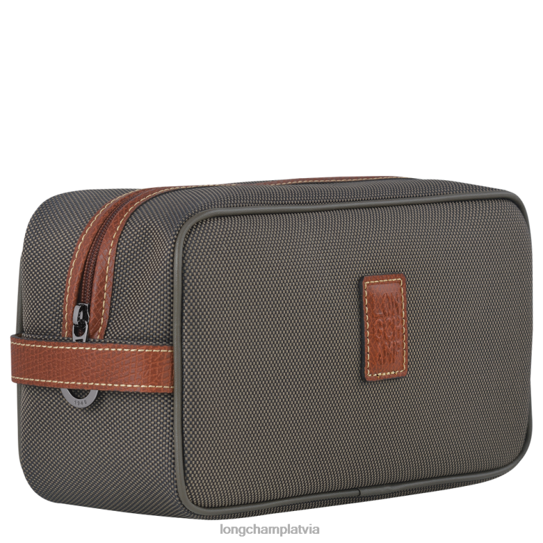 sievietes brūns Longchamp Boxford tualetes piederumu futrālis somas 64NVH866