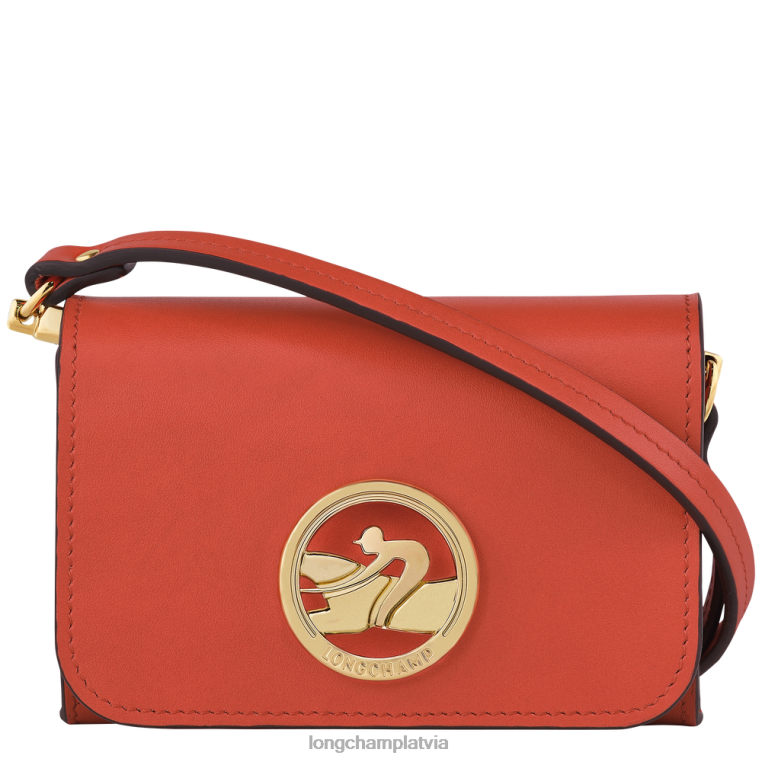 sievietes apelsīns Longchamp box-trot monētu somiņa ar plecu siksnu ādas izstrādājumi 64NVH517