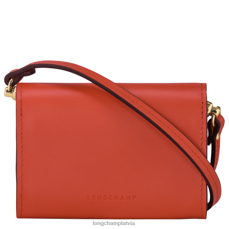 sievietes apelsīns Longchamp box-trot monētu somiņa ar plecu siksnu ādas izstrādājumi 64NVH517