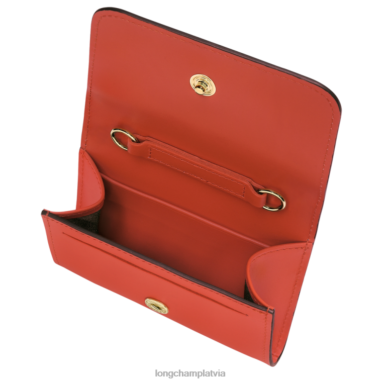 sievietes apelsīns Longchamp box-trot monētu somiņa ar plecu siksnu ādas izstrādājumi 64NVH517