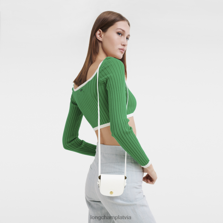 sievietes balts Longchamp epure monētu maciņš ar ādas mežģīnēm ādas izstrādājumi 64NVH532