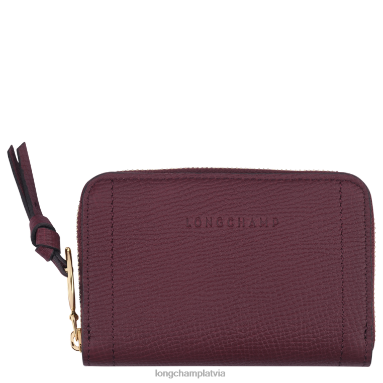 sievietes bordo Longchamp pastkastes monētu maku ādas izstrādājumi 64NVH537