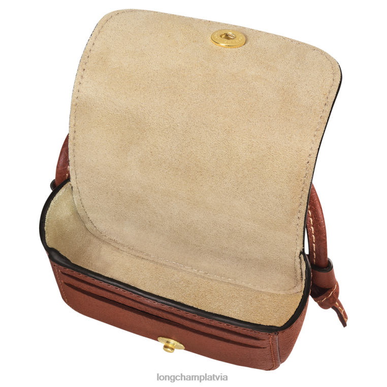 sievietes brūns Longchamp epure monētu maciņš ar ādas mežģīnēm ādas izstrādājumi 64NVH533