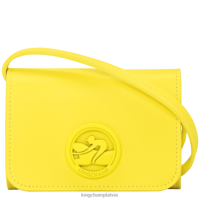 sievietes citronu Longchamp box-trot monētu maku ar ādas mežģīnēm ādas izstrādājumi 64NVH514