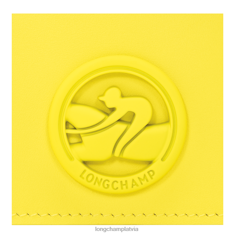 sievietes citronu Longchamp box-trot monētu maku ar ādas mežģīnēm ādas izstrādājumi 64NVH514