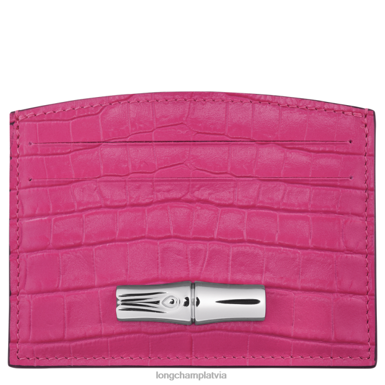 sievietes fuksija Longchamp roseau karšu turētājs ādas izstrādājumi 64NVH642
