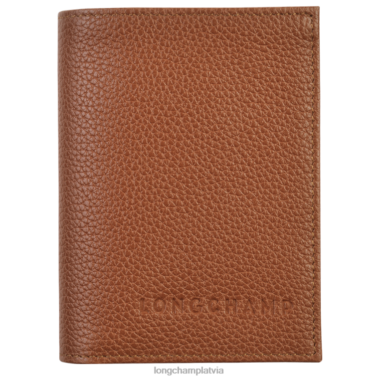 sievietes karamele Longchamp le foulonne kartes turētājs ādas izstrādājumi 64NVH658