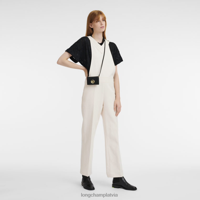 sievietes melns Longchamp box-trot monētu somiņa ar plecu siksnu ādas izstrādājumi 64NVH516