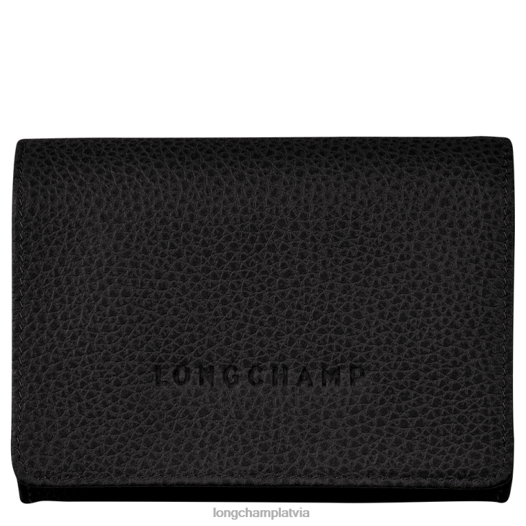 sievietes melns Longchamp le foulonne monētu maku ādas izstrādājumi 64NVH521