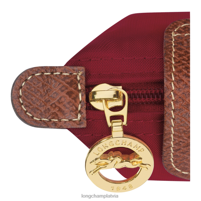 sievietes sarkans Longchamp le pliage oriģinālais monētu maciņš ādas izstrādājumi 64NVH501