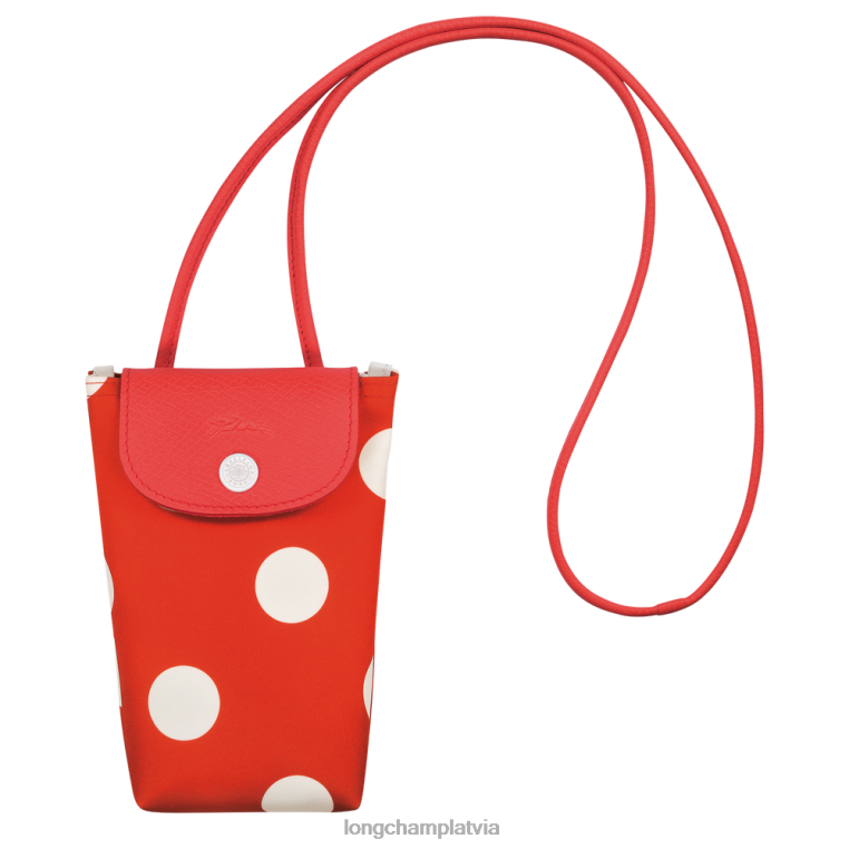 sievietes apelsīns Longchamp le pliage collection telefona maciņš ar ādas mežģīnēm ādas izstrādājumi 64NVH676