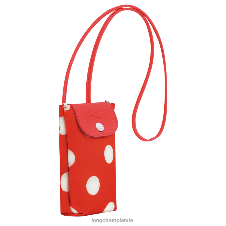 sievietes apelsīns Longchamp le pliage collection telefona maciņš ar ādas mežģīnēm ādas izstrādājumi 64NVH676