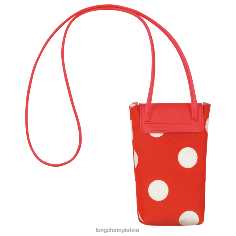 sievietes apelsīns Longchamp le pliage collection telefona maciņš ar ādas mežģīnēm ādas izstrādājumi 64NVH676