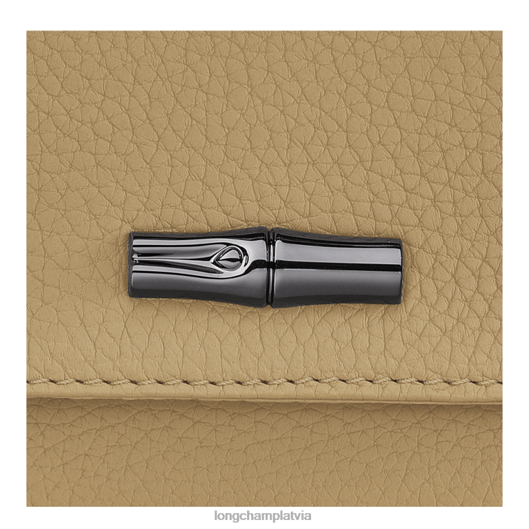 sievietes bēšs Longchamp roseau būtiskais sajūgs ādas izstrādājumi 64NVH10