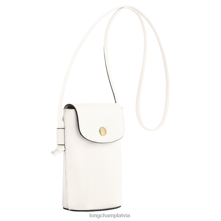 sievietes balts Longchamp epure telefona maciņš ar ādas mežģīnēm ādas izstrādājumi 64NVH707