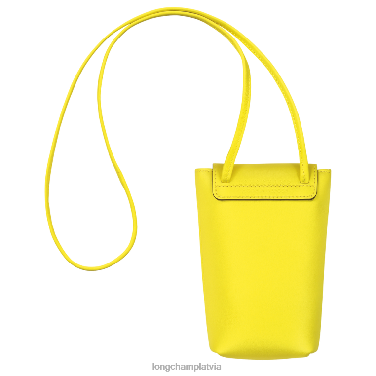 sievietes citronu Longchamp le pliage xtra telefona maciņš ar ādas mežģīnēm ādas izstrādājumi 64NVH719