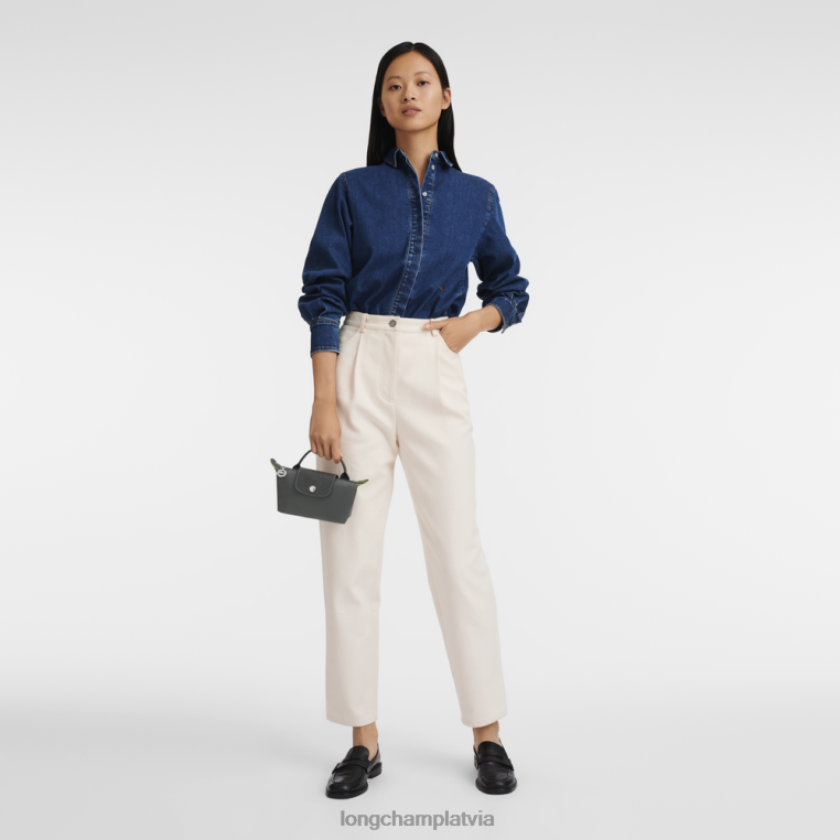 sievietes grafīts Longchamp le pliage zaļš maisiņš ar rokturi ādas izstrādājumi 64NVH672