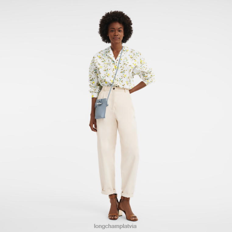 sievietes mākonis zils Longchamp roseau telefona maciņš ar mežģīnēm ādas izstrādājumi 64NVH687