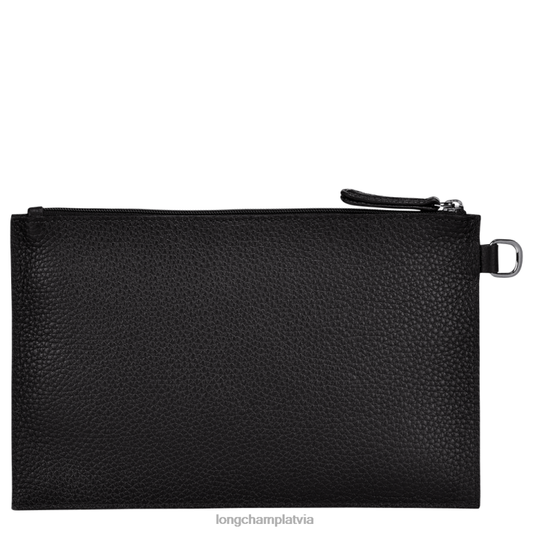 sievietes melns Longchamp roseau būtiskais maisiņš ādas izstrādājumi 64NVH690