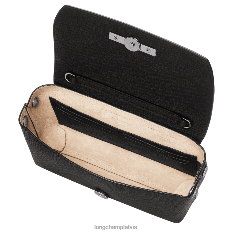 sievietes melns Longchamp rozā sajūgs ādas izstrādājumi 64NVH250