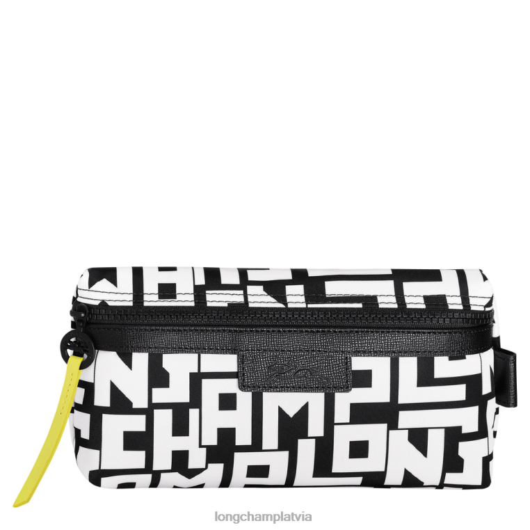 sievietes melns balts Longchamp le pliage lgp maisiņš ādas izstrādājumi 64NVH677