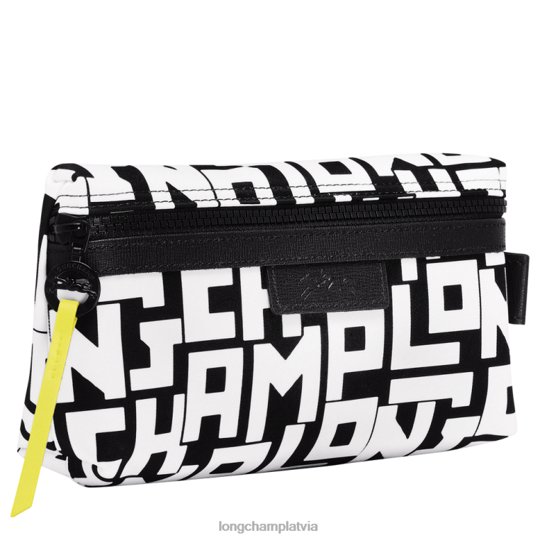 sievietes melns balts Longchamp le pliage lgp maisiņš ādas izstrādājumi 64NVH677