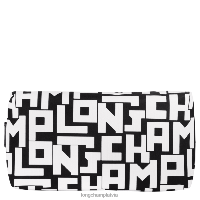 sievietes melns balts Longchamp le pliage lgp maisiņš ādas izstrādājumi 64NVH677