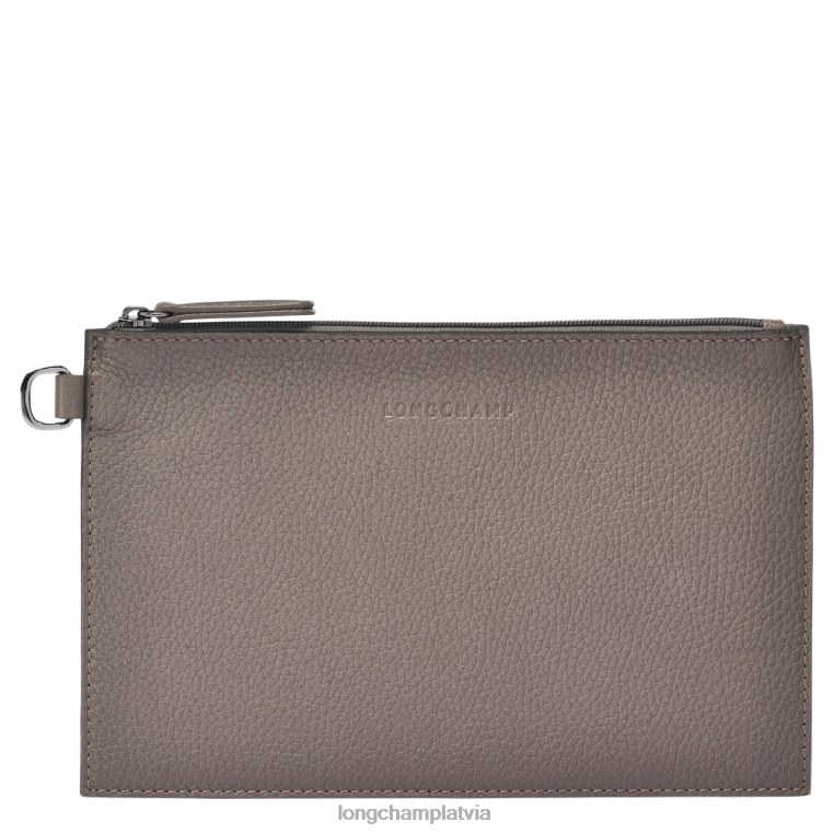 sievietes pelēks Longchamp roseau būtiskais maisiņš ādas izstrādājumi 64NVH692