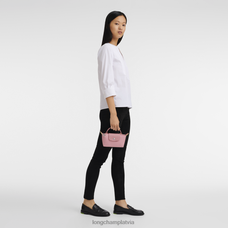 sievietes ziedlapa rozā Longchamp le pliage zaļš maisiņš ar rokturi ādas izstrādājumi 64NVH675