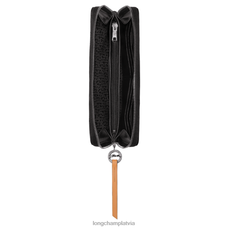sievietes melns Longchamp le pliage city maks ar rāvējslēdzēju apkārt ādas izstrādājumi 64NVH550