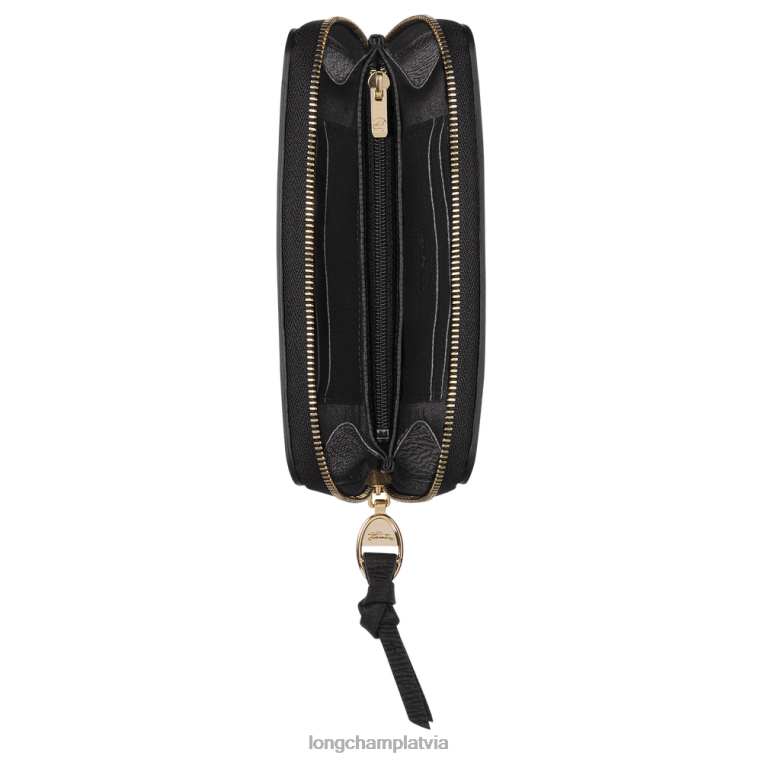 sievietes melns Longchamp pastkastes maciņš ādas izstrādājumi 64NVH613
