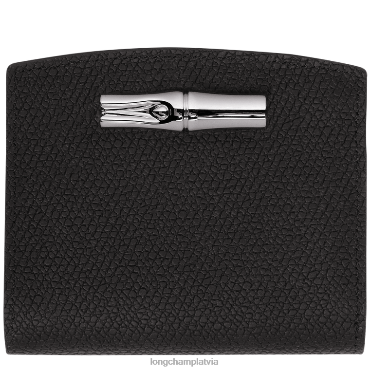 sievietes melns Longchamp roseau maku ādas izstrādājumi 64NVH581
