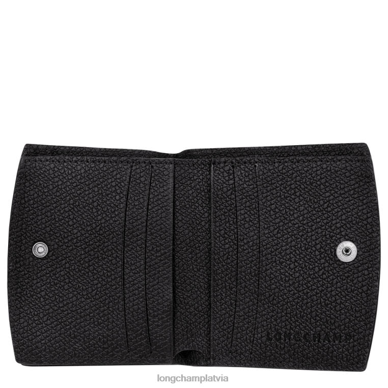 sievietes melns Longchamp roseau maku ādas izstrādājumi 64NVH581