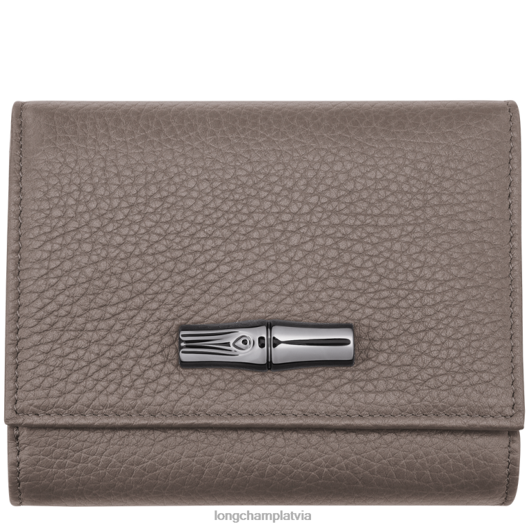 sievietes pelēks Longchamp roseau būtiskais maks ādas izstrādājumi 64NVH573