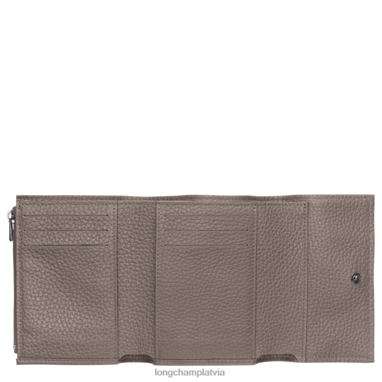 sievietes pelēks Longchamp roseau būtisks kompakts maks ādas izstrādājumi 64NVH570