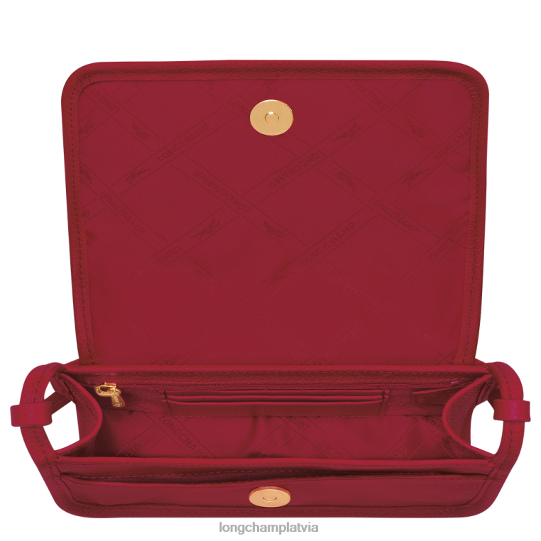 sievietes sarkans Longchamp le foulonne maku uz ķēdes ādas izstrādājumi 64NVH330