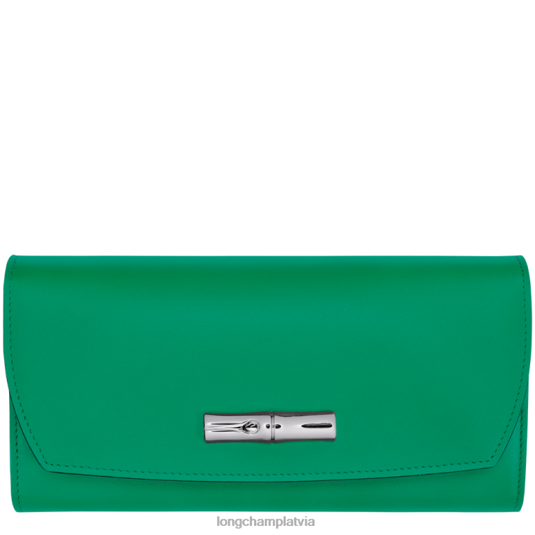 sievietes zāle/zaļā gaisma Longchamp roseau kontinentālais maks ādas izstrādājumi 64NVH566