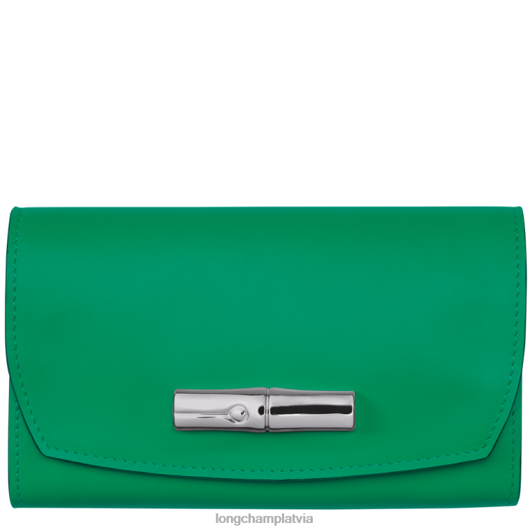 sievietes zāle/zaļā gaisma Longchamp roseau maku ādas izstrādājumi 64NVH563