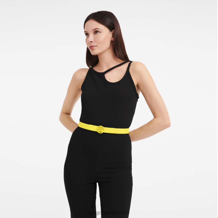 sievietes citronu Longchamp box-rikšo josta Piederumi 64NVH937