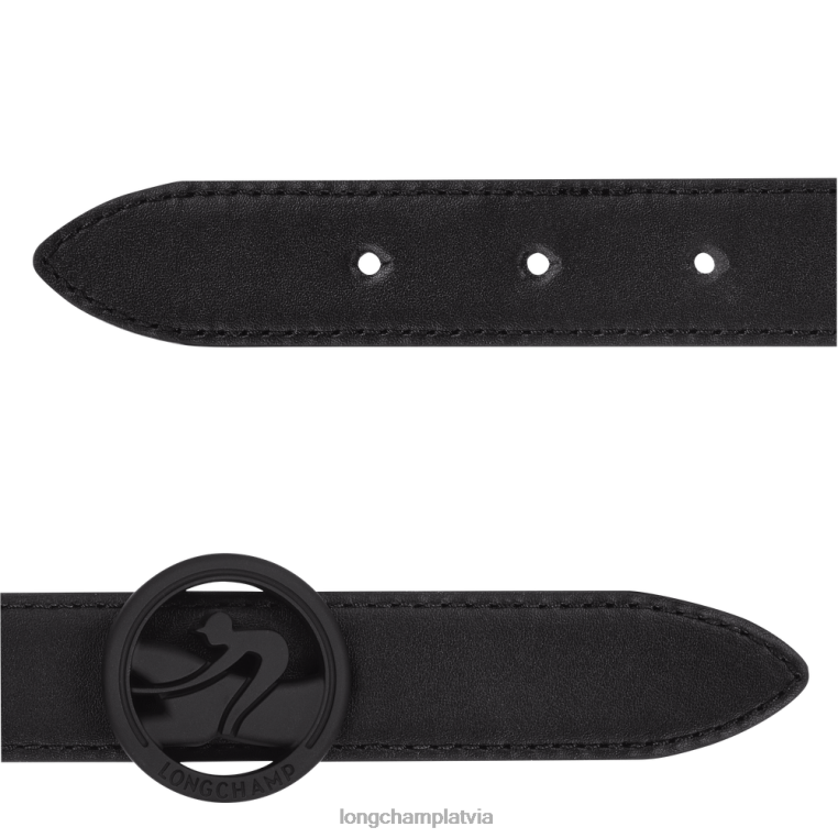 sievietes melns Longchamp box-rikšo josta Piederumi 64NVH936