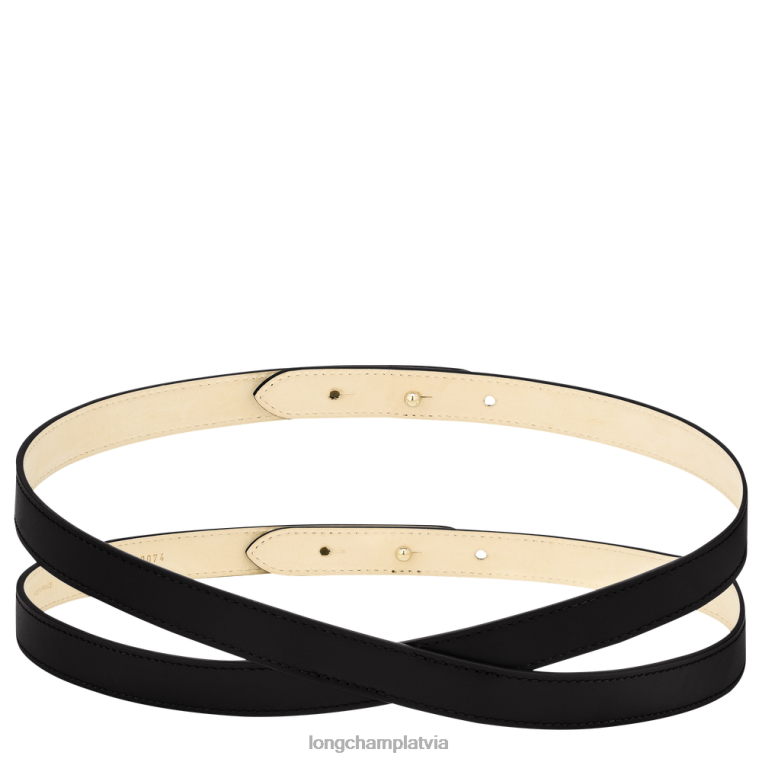 sievietes melns Longchamp box-rikšo josta Piederumi 64NVH945