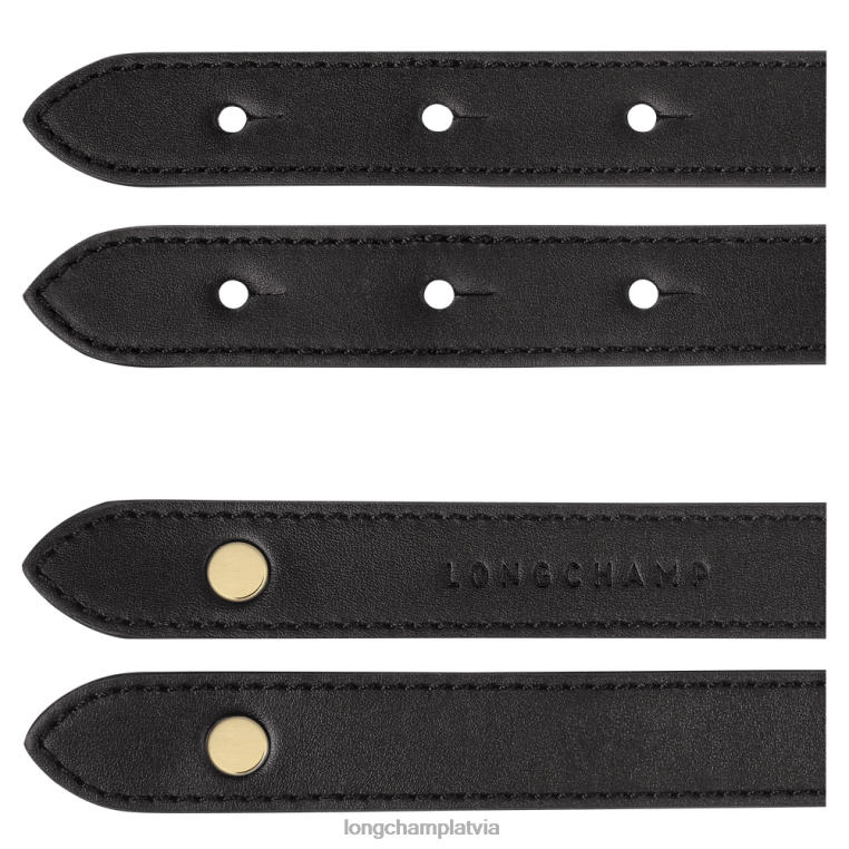sievietes melns Longchamp box-rikšo josta Piederumi 64NVH945