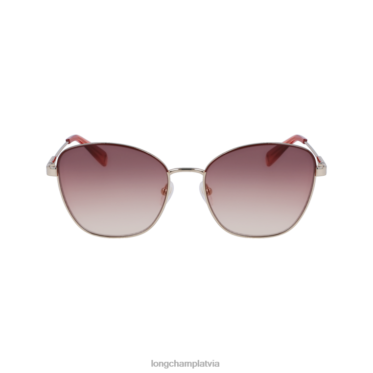sievietes zelta/brūna Longchamp 2022. gada rudens/ziemas kolekcijas saulesbrilles Piederumi 64NVH904