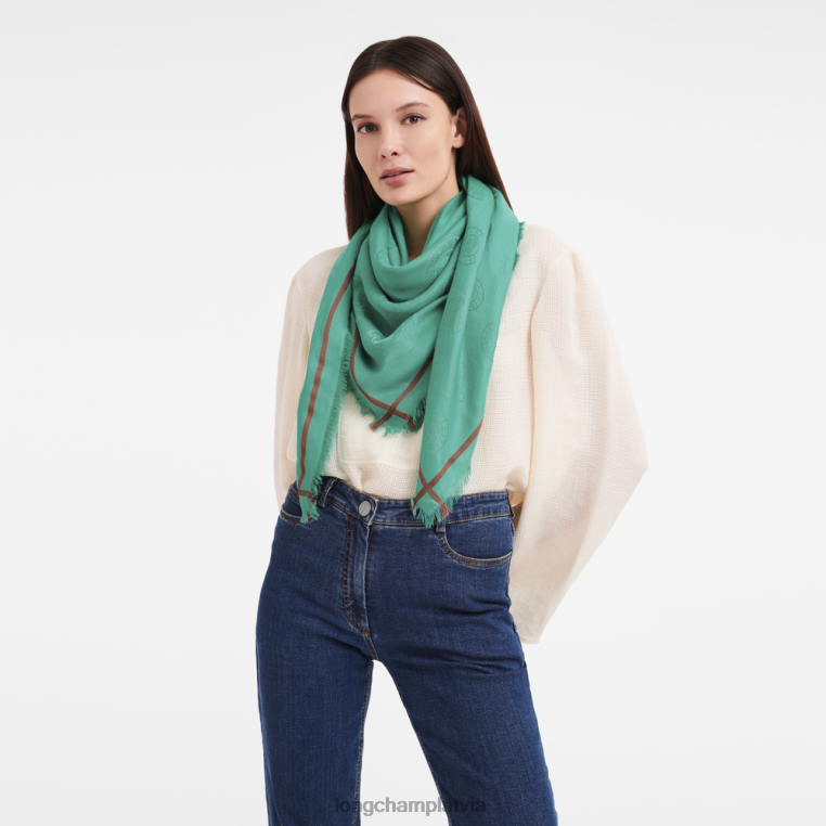 sievietes tirkīza Longchamp 2023. gada pavasara/vasaras kolekcijas šalle Piederumi 64NVH977