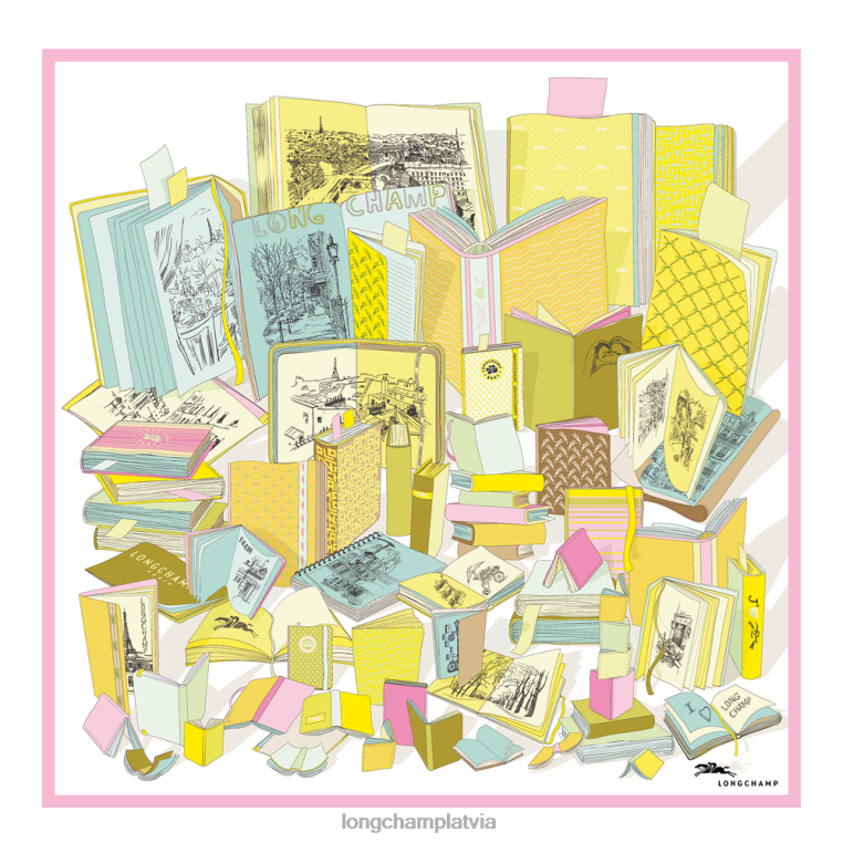 sievietes citronu Longchamp 2023. gada pavasara/vasaras kolekcijas zīda šalle 90 Piederumi 64NVH1050