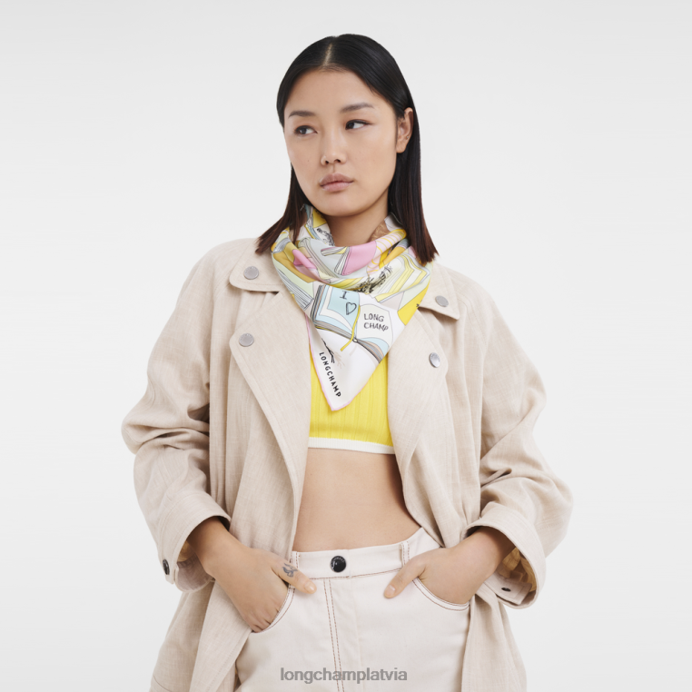 sievietes citronu Longchamp 2023. gada pavasara/vasaras kolekcijas zīda šalle 90 Piederumi 64NVH1050