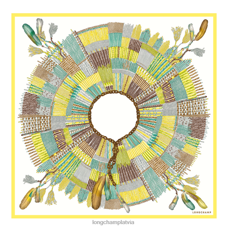 sievietes citronu Longchamp 2023. gada pavasara/vasaras kolekcijas zīda šalle 90 Piederumi 64NVH1060